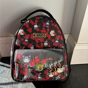 NYARUTO Cherry Blossoms Black and Red Mini Backpack